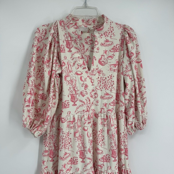 Smith & Quinn Tory Dress In Dolce Vita Size Small 3/4 Sleeves Pink White Tiered - Picture 7 of 15